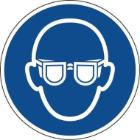 Bord met veiligheidsbril verplicht pictogram 10 cm zelfklevend Productfoto