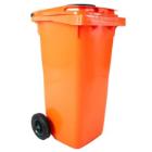 Conteneur en plastique avec rosace en caoutchouc dans le couvercle 120L orange photo du produit