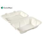 Bagasse maaltijdbak met vast deksel rechthoek 23x15.5x8 cm wit Productfoto