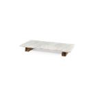 Marble serving platter 40&times;20&times;5 cm with wooden base white product photo