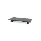 Marble serving platter 40&times;20&times;5 cm with wooden base black product photo