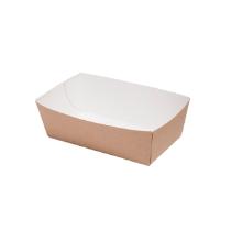 Street food kraft t&aacute;lka, barna/feh&eacute;r, 140 x 80 x 55 mm term&eacute;kfot&oacute;