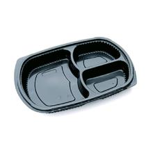 Grand Chef ov&aacute;lis t&aacute;lca 3 r&eacute;szes PP fekete 255x185x35mm CV80T term&eacute;kfot&oacute;