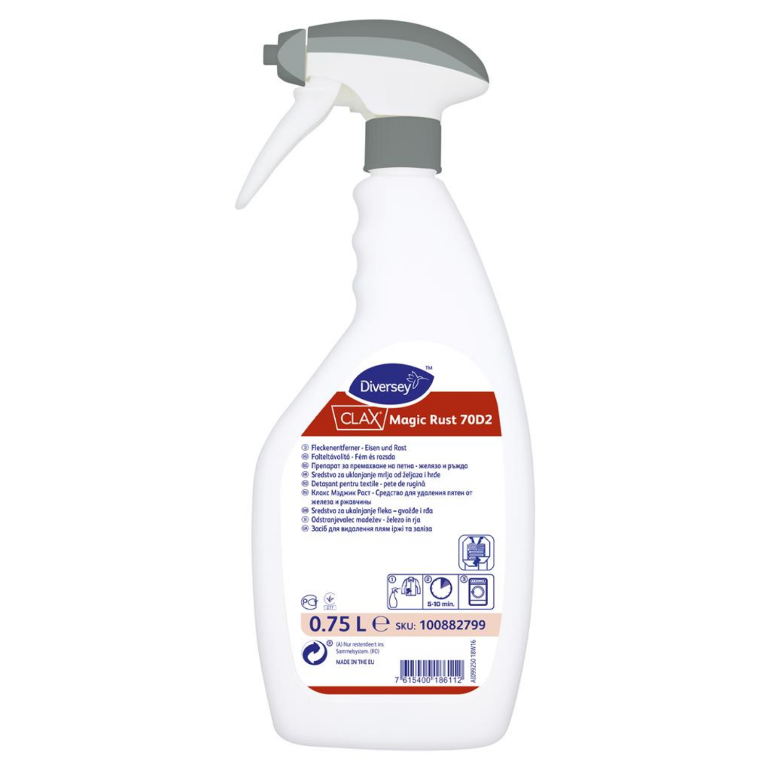 Diversey CLAX Magic Rust 70D2 foltelt&aacute;vol&iacute;t&oacute; rozsdafolt elt&aacute;vol&iacute;t&aacute;s&aacute;ra 750ml term&eacute;kfot&oacute;
