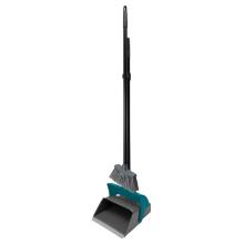 Handle-mounted dustpan + broom set, blue product photo