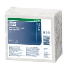 Tork 183700 disposable microfibre cleaning cloth,white,29,5x34cm,1/4 folded,8x40pcs/box product photo