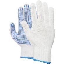 MJ 14-241 pamut cérnakesztyű, tenyéren PVC pöttyözéssel, fehér/kék, 10-es méret termékfotó