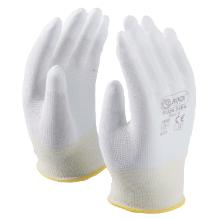 BUTTERFLY PU fingertip dipped assembly gloves, white 9 product photo