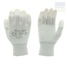 Prime Source 803 PU dipped white nylon gloves on the fingertips product photo