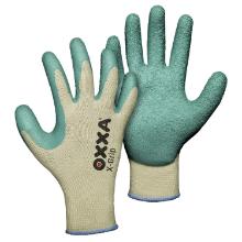 MJ 51-000 OXXA X-Grip latex teny&eacute;rm&aacute;rtott PES-pamut kesztyű, z&ouml;ld/s&aacute;rga 8 term&eacute;kfot&oacute;
