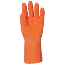 M&aacute;rtott latex kesztyű, narancs sz&iacute;n, &eacute;rdes fel&uuml;let, vegyszer&aacute;ll&oacute;, 32cm 10 term&eacute;kfot&oacute;