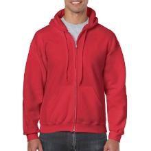 Gildan 18600 mixed fiber hooded zip-up red pullover with two pockets product photo