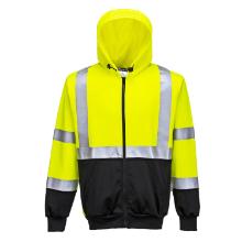 Portwest B315 Hi-Vis k&eacute;tt&oacute;nus&uacute; kapucnis pul&oacute;ver, s&aacute;rga/fekete XL term&eacute;kfot&oacute;