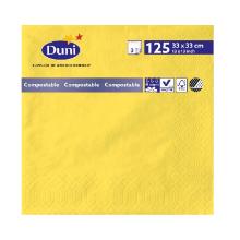 Duni 180437 tissue napkin, yellow, 33x33cm, 3ly, 1/4fold., 125pcs/set product photo