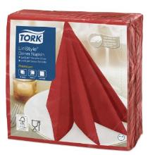 Tork 478854 Premium Linstyle Dinner szalv&eacute;ta, piros sz&iacute;n, 1/4 hajtott term&eacute;kfot&oacute;