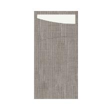 Duni 173682 Sacchetto evőeszk&ouml;ztok szalv&eacute;t&aacute;val, sz&uuml;rke, 11,5x23 cm, 60db/csom term&eacute;kfot&oacute;