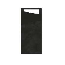 Duni 151853 cutlery case with napkin, black/white, 190x85mm, 100pcs/set product photo