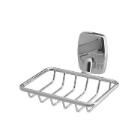 Chrome-plated soap dish with grid, shiny product photo