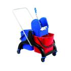 Haug 8962 two 15L bucket trolley with press, blue/red, PP/metal, 63x40x69cm product photo