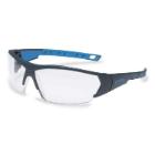 uvex 9194171 i-works glasses, clear, anti-fog scratch-resistant, gray/blue frame product photo