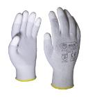 BUTTERFLY-ECO polyester assembly gloves, with PU fingertip dip, white, 6-11 product photo