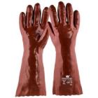 KIÁRUSÍTÁS MJ 17-040 PVC kesztyű, pamut belsővel, piros, 40 cm hossz, 10-es termékfotó