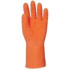 M&aacute;rtott latex kesztyű, narancs sz&iacute;n, &eacute;rdes fel&uuml;let, vegyszer&aacute;ll&oacute;, 32cm 10 term&eacute;kfot&oacute;
