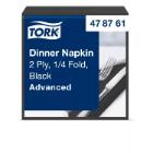 Tork 478761 Soft Dinner napkin, black, 2-ply, 39x39mm, 1/4 fold, 150 pcs/pack product photo