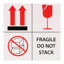 ETIKET 101,6X101,6MM FRAGILE/DO NOT STACK WIT MC WIK 2B ROL A 1000 Productfoto