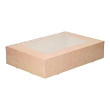 DOOS CATERING 360X250X80MM BRUIN + VENSTER 6-PUNTS GEPLAKT #2 Productfoto