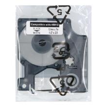 TAPE DYMO COMPATIBLE ZWART/WIT 12MM7MTR D1 45013 Productfoto
