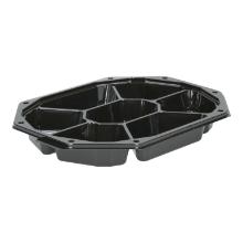 SCHAAL RPET 8-HOEKIG 335X250X45MM 1500CC 7 VAKS ZWART CATERINGSCHAAL Productfoto