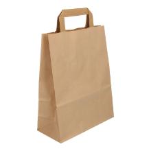 DRAAGTAS PAPIER 22+2X5X28CM BRUIN KRAFT 70GRS PLAT HANDVAT Productfoto