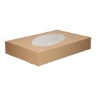 DOOS CATERING 460X310X80MM 6-PUNTS GEPLAKT NATURE LOOK + VENSTER PET Productfoto