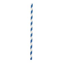 Papier-Trinkhalme Ø 6 mm 20 cm starr Streifen blau-weiss Produktbild