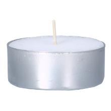 Maxi-Teelichte &Oslash; 58 mm in Metallh&uuml;lse weiss 10 Stunden Brenndauer Produktbild