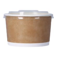 Salad cup craft-PE Ø 118 mm x 72 mm 470ml brown with transparent rPET lid product photo