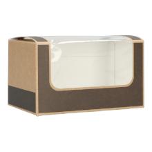 Sandwichbox cardboard-PLA 125 mm x 77 mm x 72 mm brown with window product photo