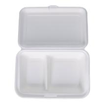 Bagasse-Men&uuml;box 241 mm x 163 mm x 65 mm 2-geteilt 470+300ml weiss Produktbild