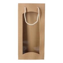 bottlebag corrugated cardboard 17 cm x 8.5 cm x 36 cm Focus Natur with window product photo