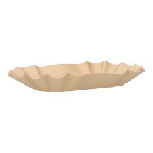 Pappschale 14 cm x 22 cm x 3,7 cm braun oval Fettbarriere PS BG FSC MIX Credit Produktbild