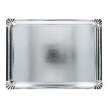 Serviertablett Pappe 34 cm x 45,5 cm silber alukaschiert PrimeSource Produktbild