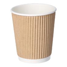 Doppelwand-Riffelbecher Pappe-Barriere &Oslash; 80 mm x 90 mm 200ml braun Produktbild