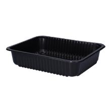 PP-Schale 227 mm x 178 mm x 50 mm ungeteilt gerippt schwarz 1500 ml Produktbild