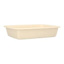 Bagasse-Men&uuml;schale 229 mm x 165 mm x 48 mm ungeteilt 950 ml champagner Produktbild