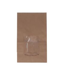 Kraftpapier-Blockbodenbeutel 15 cm x 10 cm x 25 cm braun mit PLA-Fenster Produktbild