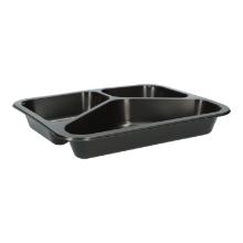 PP-Men&uuml;schale 227 mm x 178 mm x 32 mm 3-geteilt schwarz 350+250+150 ml Produktbild