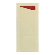 Bestecktasche Sacchetto 8,5 cm x 19 cm champagner + Serviette 2-lagig bordeaux Produktbild