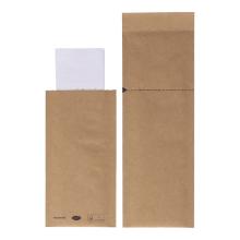 Bestecktasche Sacchetto XL Sealable 8,5 cm x 25 cm braun + Serviette 2lg weiss Produktbild