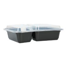 Reusable tray 215 mm x 152 mm x 47 mm 30oz 2-comp black with lid product photo